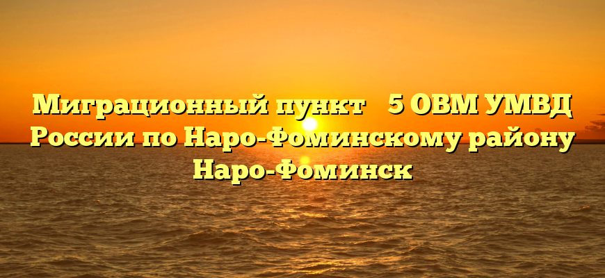 Миграционный пункт № 5 ОВМ УМВД России по Наро-Фоминскому району Наро-Фоминск