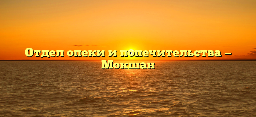 Отдел опеки и попечительства — Мокшан