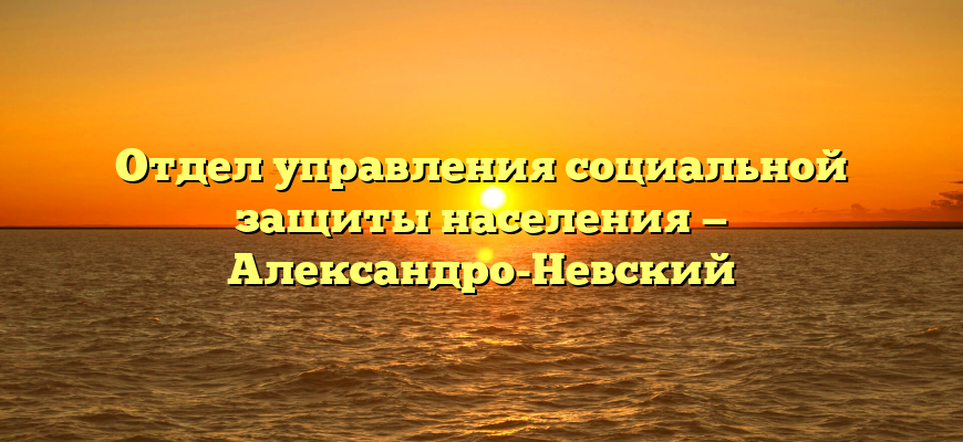 Отдел управления социальной защиты населения — Александро-Невский