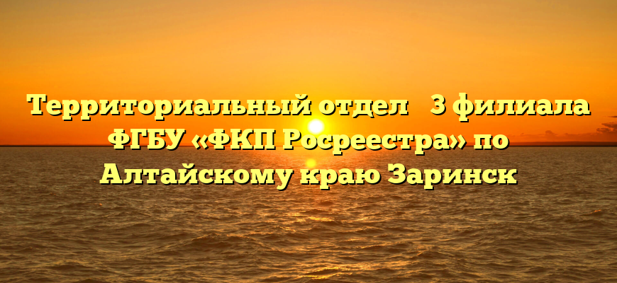 Территориальный отдел № 3 филиала ФГБУ «ФКП Росреестра» по Алтайскому краю Заринск