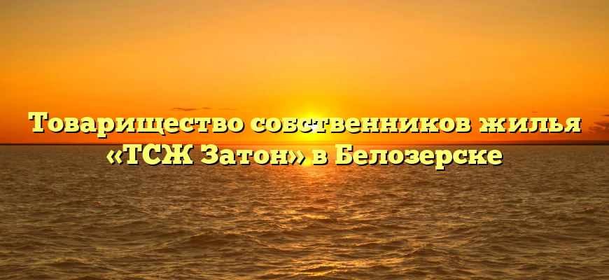 Товарищество собственников жилья «ТСЖ Затон» в Белозерске
