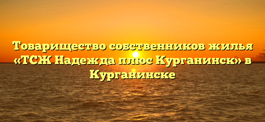 Товарищество собственников жилья «ТСЖ Надежда плюс Курганинск» в Курганинске