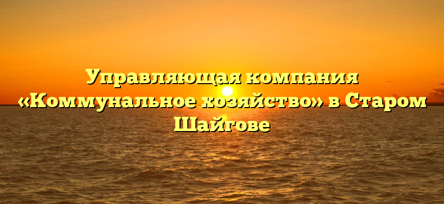 Управляющая компания «Коммунальное хозяйство» в Старом Шайгове
