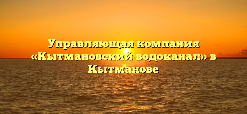 Управляющая компания «Кытмановский водоканал» в Кытманове
