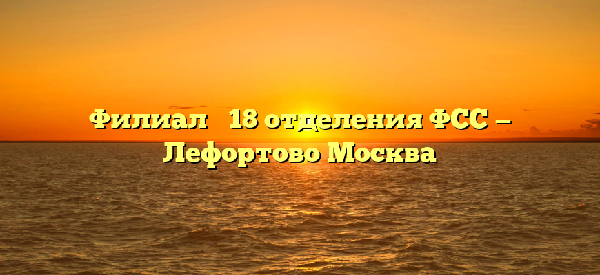 Филиал № 18 отделения ФСС — Лефортово Москва