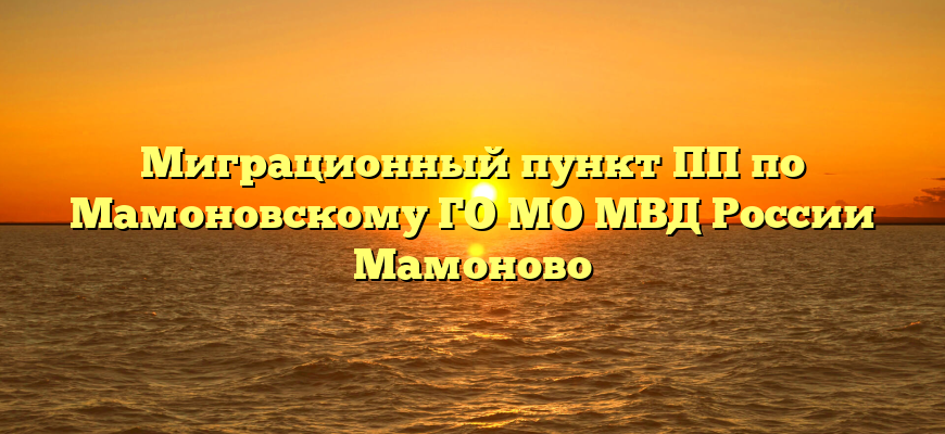 Миграционный пункт ПП по Мамоновскому ГО МО МВД России Мамоново