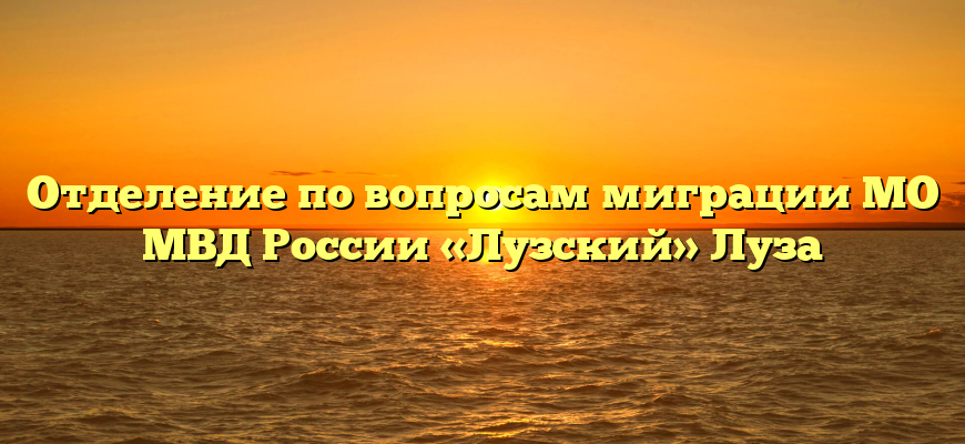 Отделение по вопросам миграции МО МВД России «Лузский» Луза