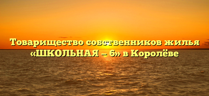 Товарищество собственников жилья «ШКОЛЬНАЯ — 6» в Королёве