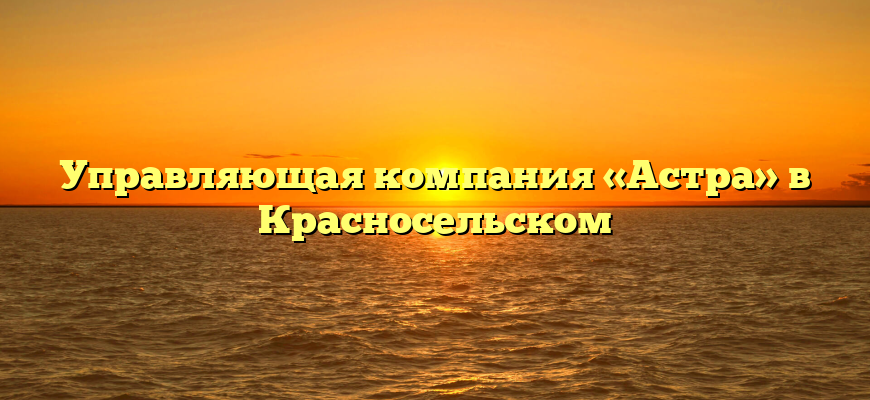 Управляющая компания «Астра» в Красносельском