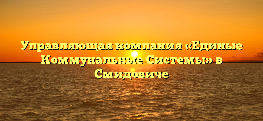 Управляющая компания «Единые Коммунальные Системы» в Смидовиче