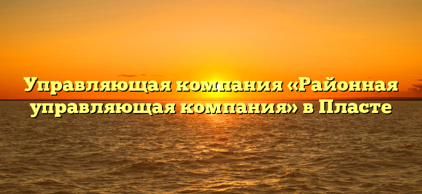 Управляющая компания «Районная управляющая компания» в Пласте