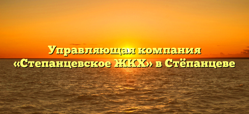 Управляющая компания «Степанцевское ЖКХ» в Стёпанцеве